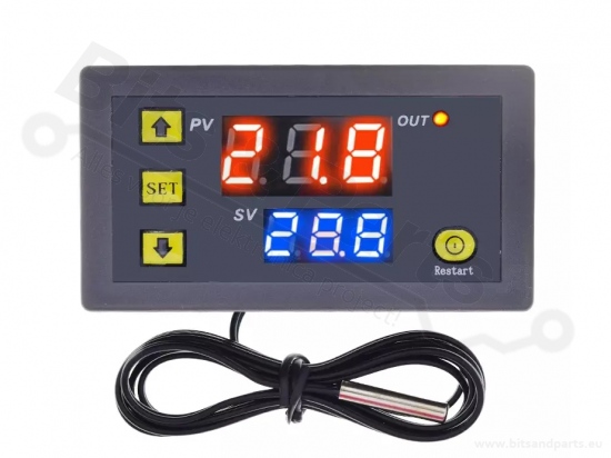 Automatische temperatuurregelaar W3230 met display 12VDC (relais) 